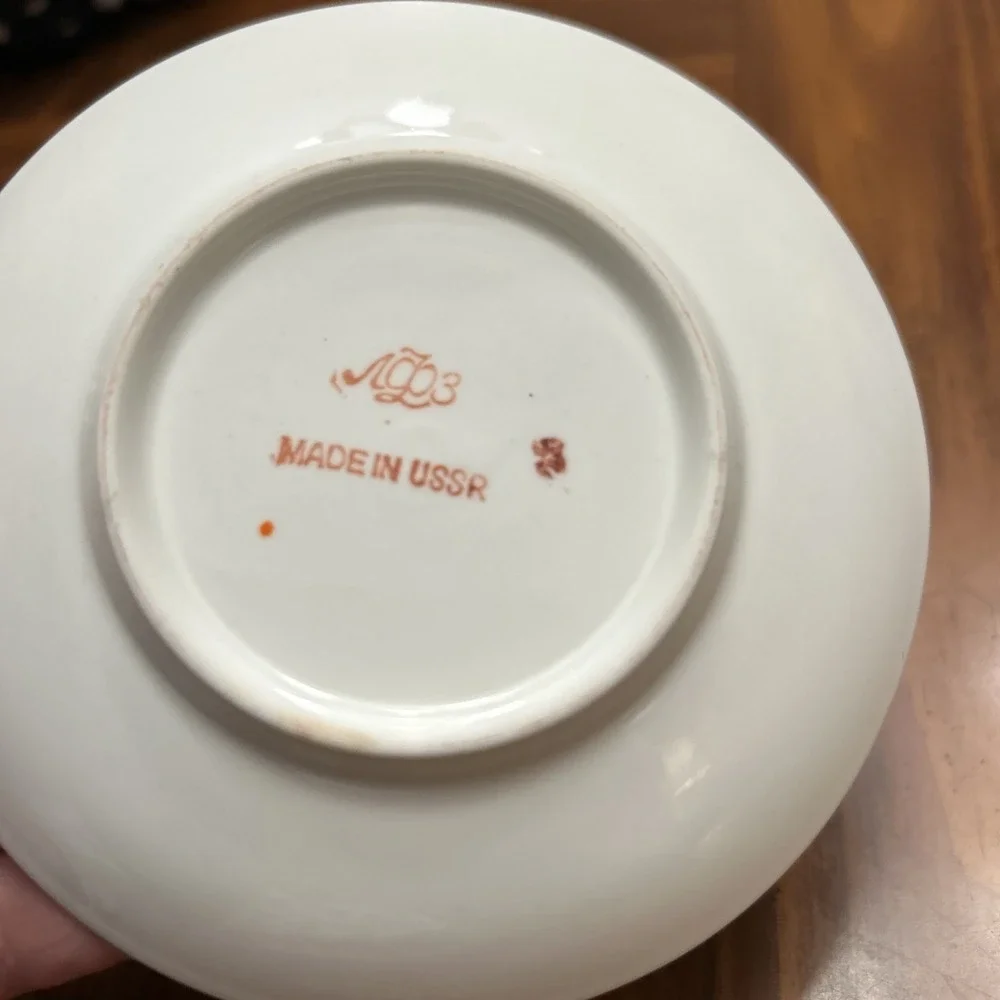 Oriental Orange Flowers Small Saucer‎ Plate USSR